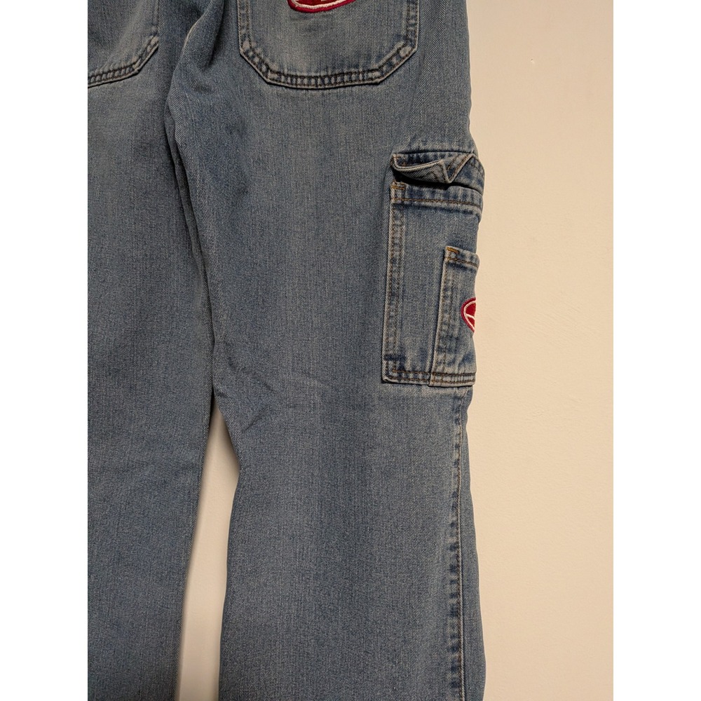 Vintage Y2K Cargo Wide Leg Jeans Medium Wash Distressed Hem Mens Size M - Picture 10 of 13